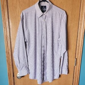Stafford Men's Purple and White Checkered Shirt